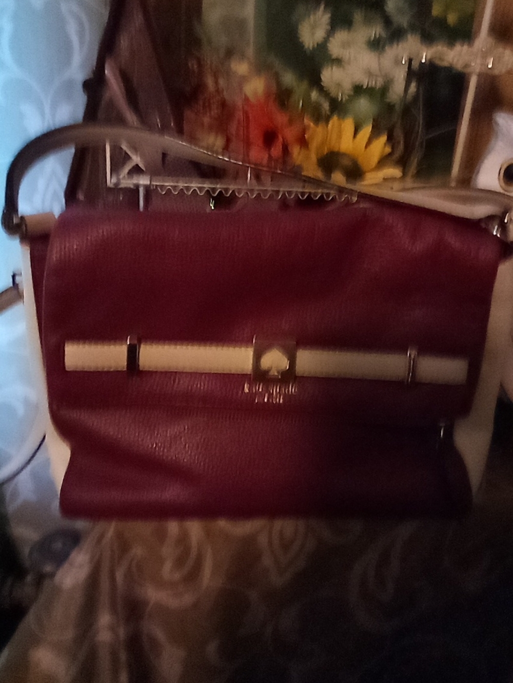 kate spade Burgundy and Cream Crossbody Satchel